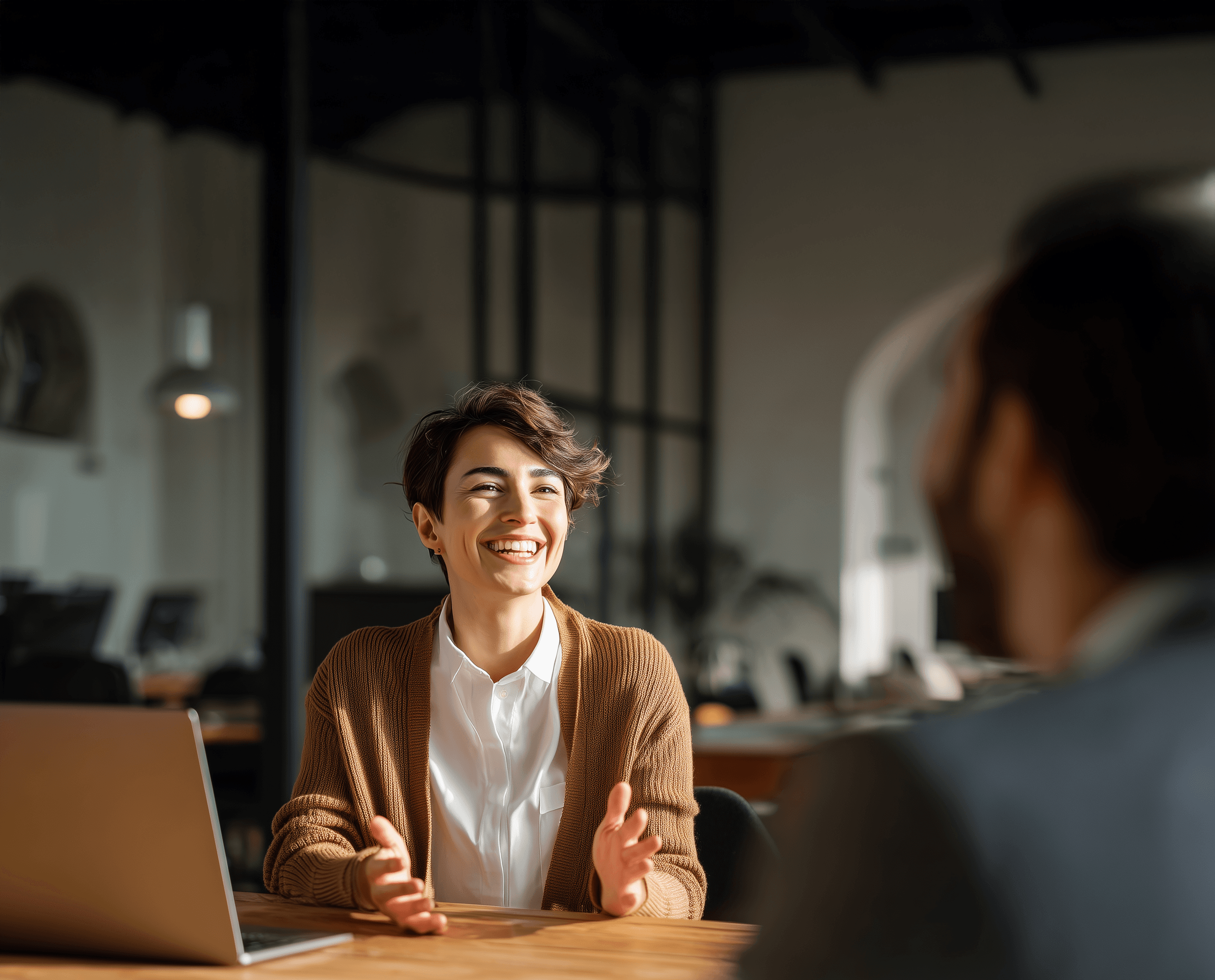 Professional looking out